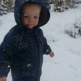 Tim's son playing in snow