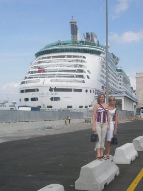 Melissa by a cruise ship