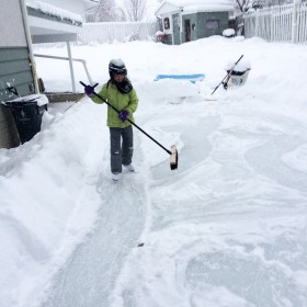 Clearing the ice rink