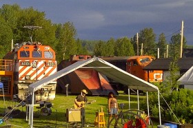 Playing music at the Railway and Forestry Museum