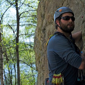 Man rock climbing