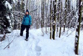 Jessica hiking in the winter