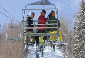 Skiing and boarding at Tabor Mountain