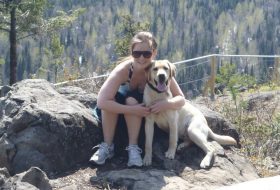 Alexandra with her dog