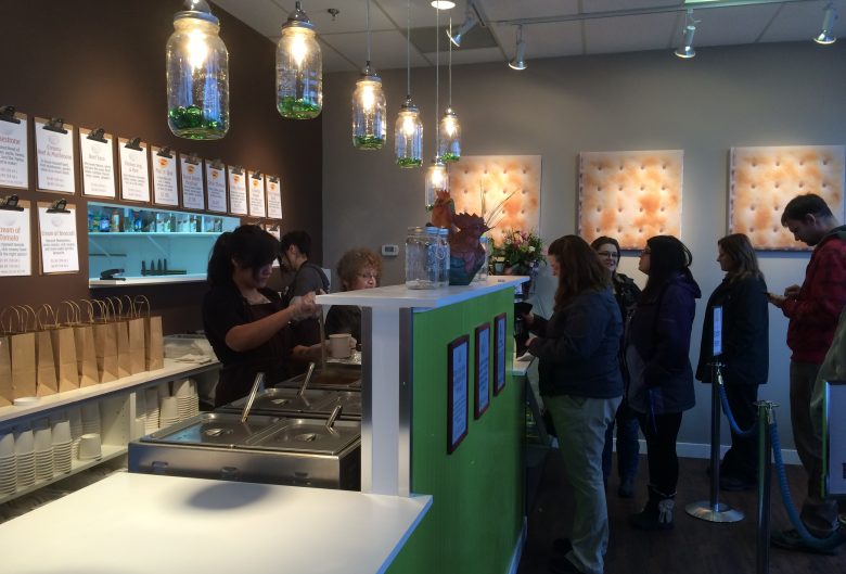 people lining up at restaurant