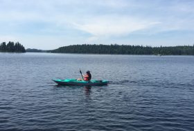 Kayaking on a lake