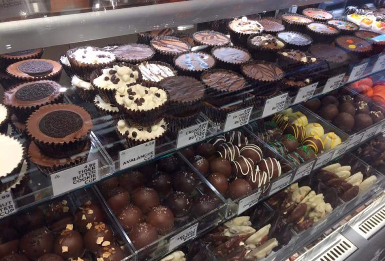 Chocolate on display at Rocky Mountain Chocolate