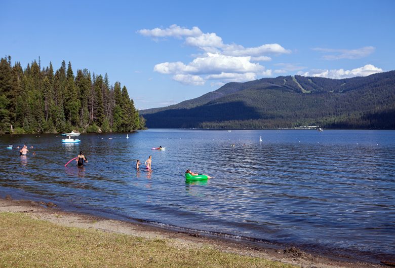 people at the lake