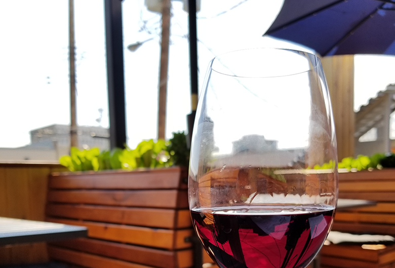 Wine on a patio table