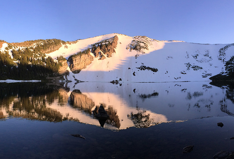 mountain reflection on water