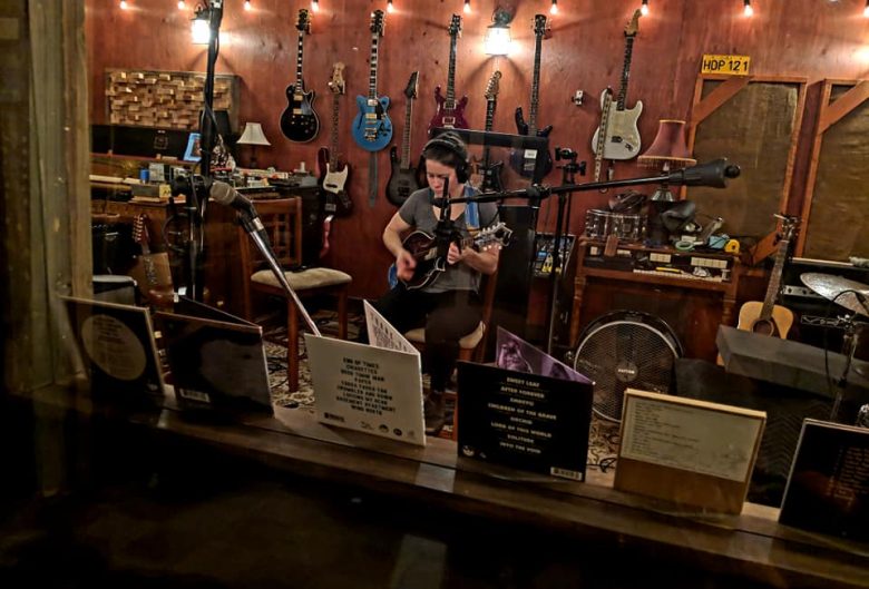 woman recording music