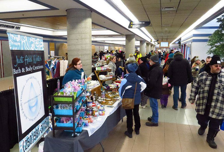 people shopping at a market