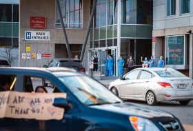 Car parade for healthcare workers