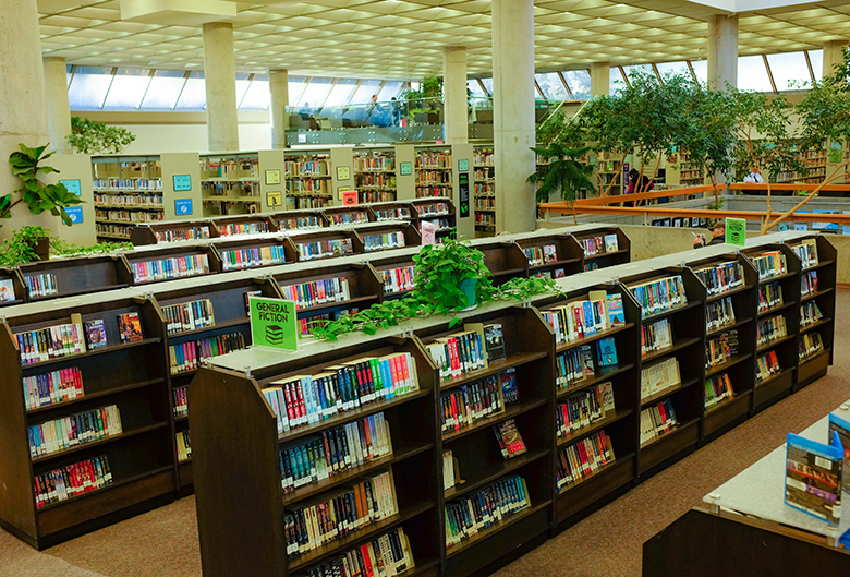 Library stacks.