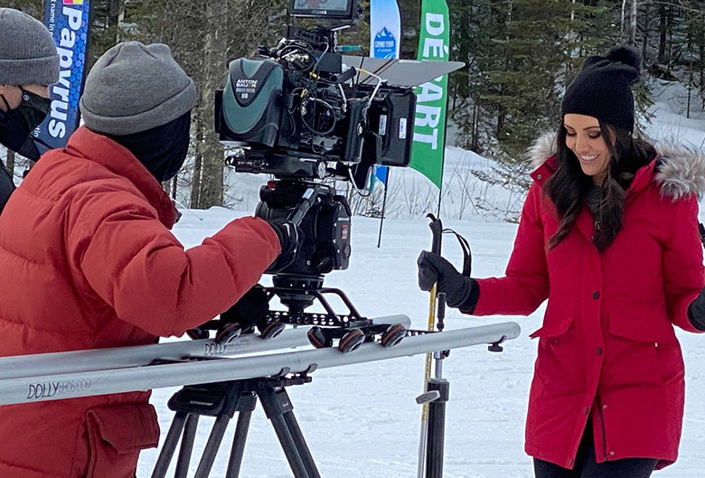 Woman being filmed for movie.