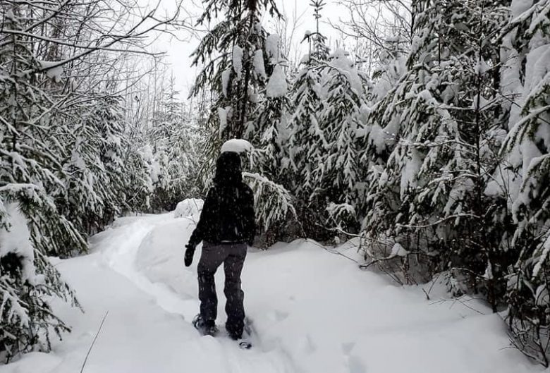 woman snowshoeing